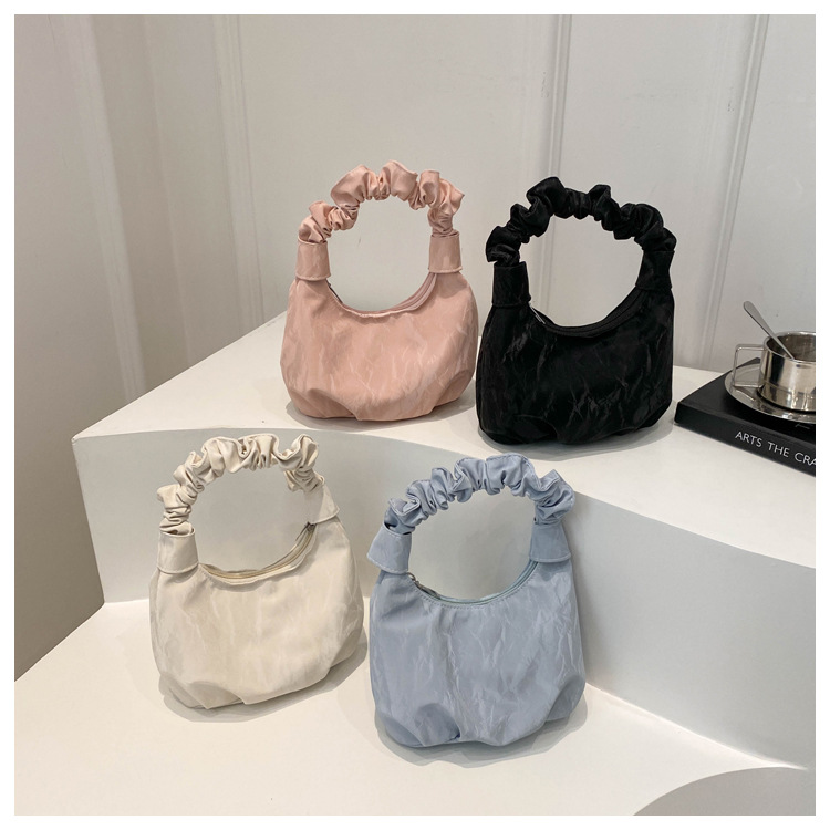 2024 Autumn/Winter ins solid-color stylish handbag with underarm pleats, a gentle Korean-style single-shoulder bag for women undefined