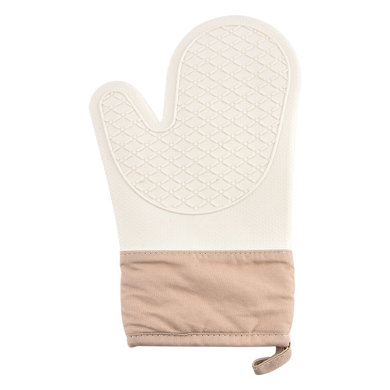 Guantes de aislamiento térmico de silicona, guantes anti-escaldado para microondas resistentes a altas temperaturas, guantes de horno para hornear con patrón de rombos de algodón