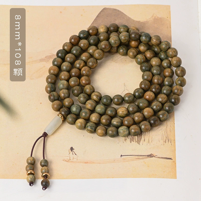 Деревянный браслет из эбенового дерева и сандалового дерева, четки из круглых бусин из нефрита, аксессуары для мужчин и женщин, 108 бусин, для любимого