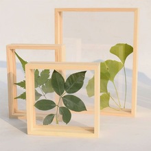 原木相框双面玻璃树叶摆台透明植物干花叶子标本框透明实木框摆件