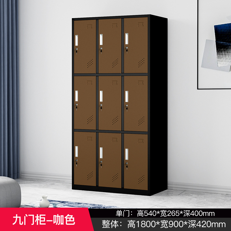 カラージム浴室ロッカー従業員寮鉄皮ロッカーロック付き床屋収納バッグ交換キャビネット
