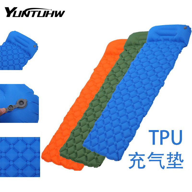 Cojín inflable individual TPU - Para dormir al aire libre, a prueba de humedad, alta elasticidad, colchón portátil para tienda