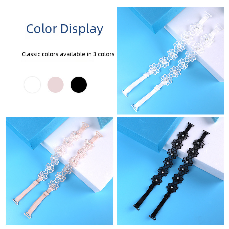 Pearl shoulder straps Xia Ke exposed collar transparent shoulder straps women's invisible inner straps beads lace non-slip underwear shoulder straps