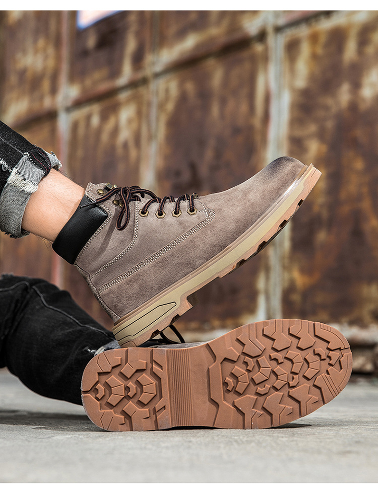 Ψηλές, μεγάλες κίτρινες μπότες, με στρώση κεφαλιού, δέρμα χοίρου, για υπαίθριες δραστηριότητες και ζεστά ανδρικά παπούτσια από κασμίρ_voghion.com