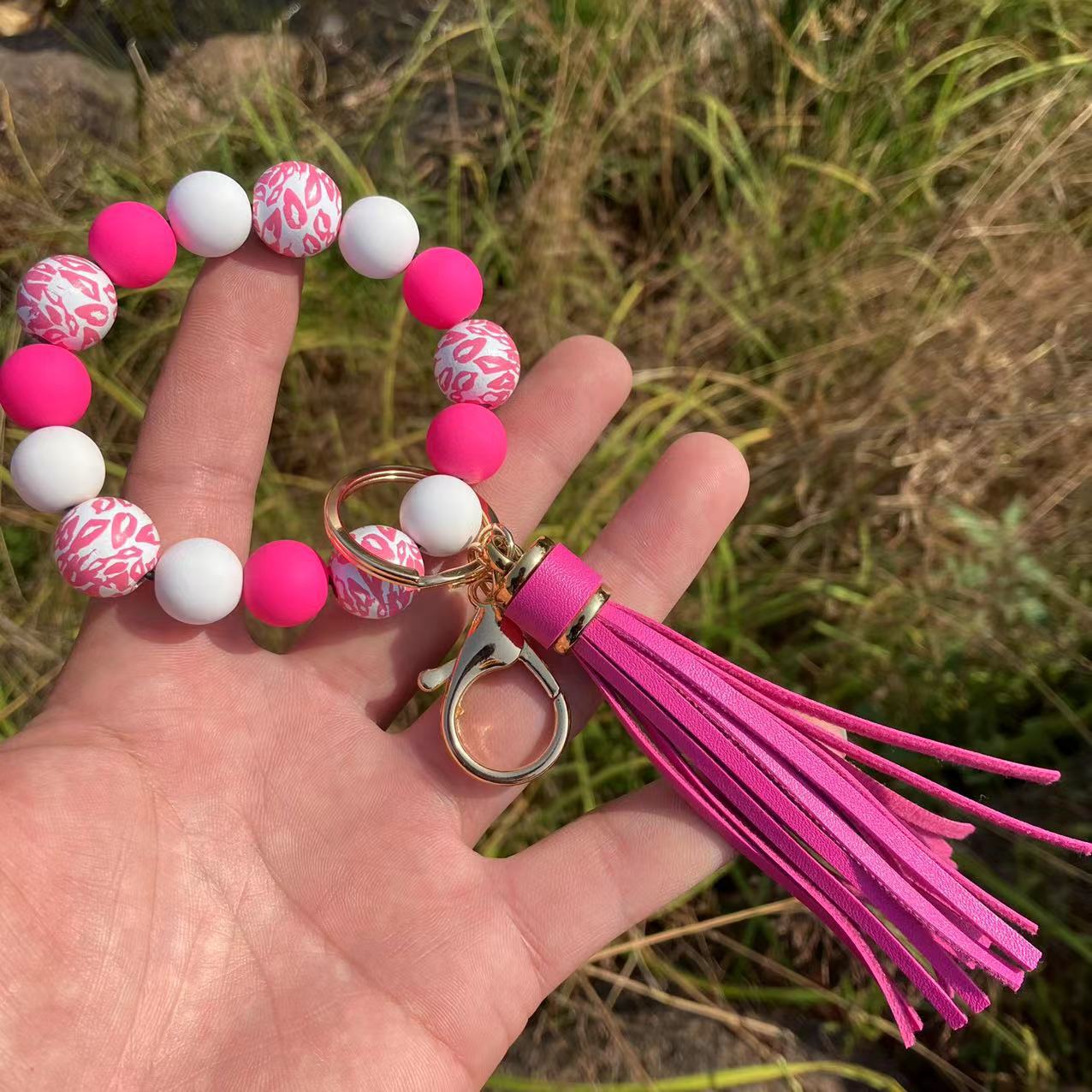 1 Stück Lässig Strassenmode Farbblock Kieselgel Armbänder Schlüsselbund display picture 8