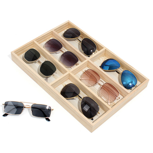 High-Grade Wooden Eight-Compartment Sunglasses Box Display Box Storage Box Six-Compartment Multi-Compartment Tray Sunglasses Box Eyeglasses Box Wholesale