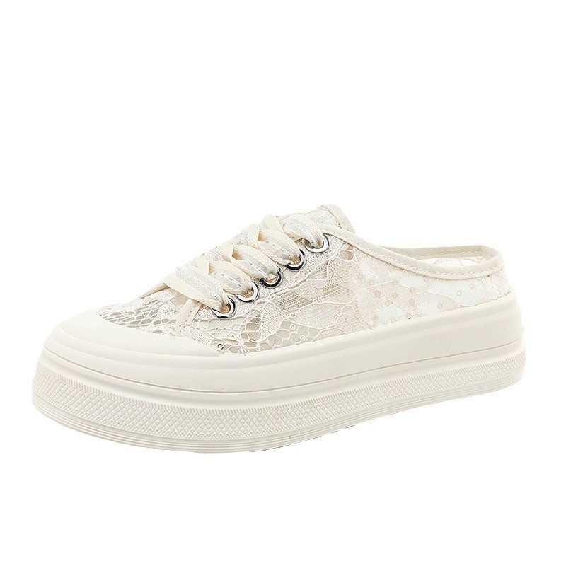 Zy3362 Nuevas pantuflas de media caña, zapatos de malla transpirables de verano, suela gruesa, estilo casual que aumenta la altura_voghion.com