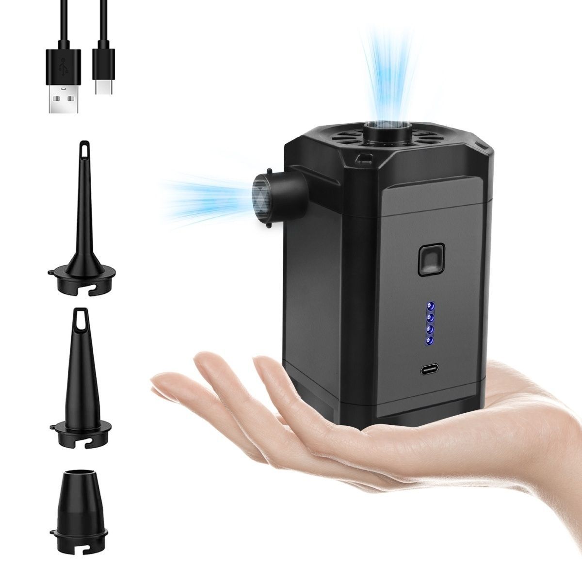 R1Y户外便携露营充气泵充气抽气两用气垫床超长续航方形户外气泵