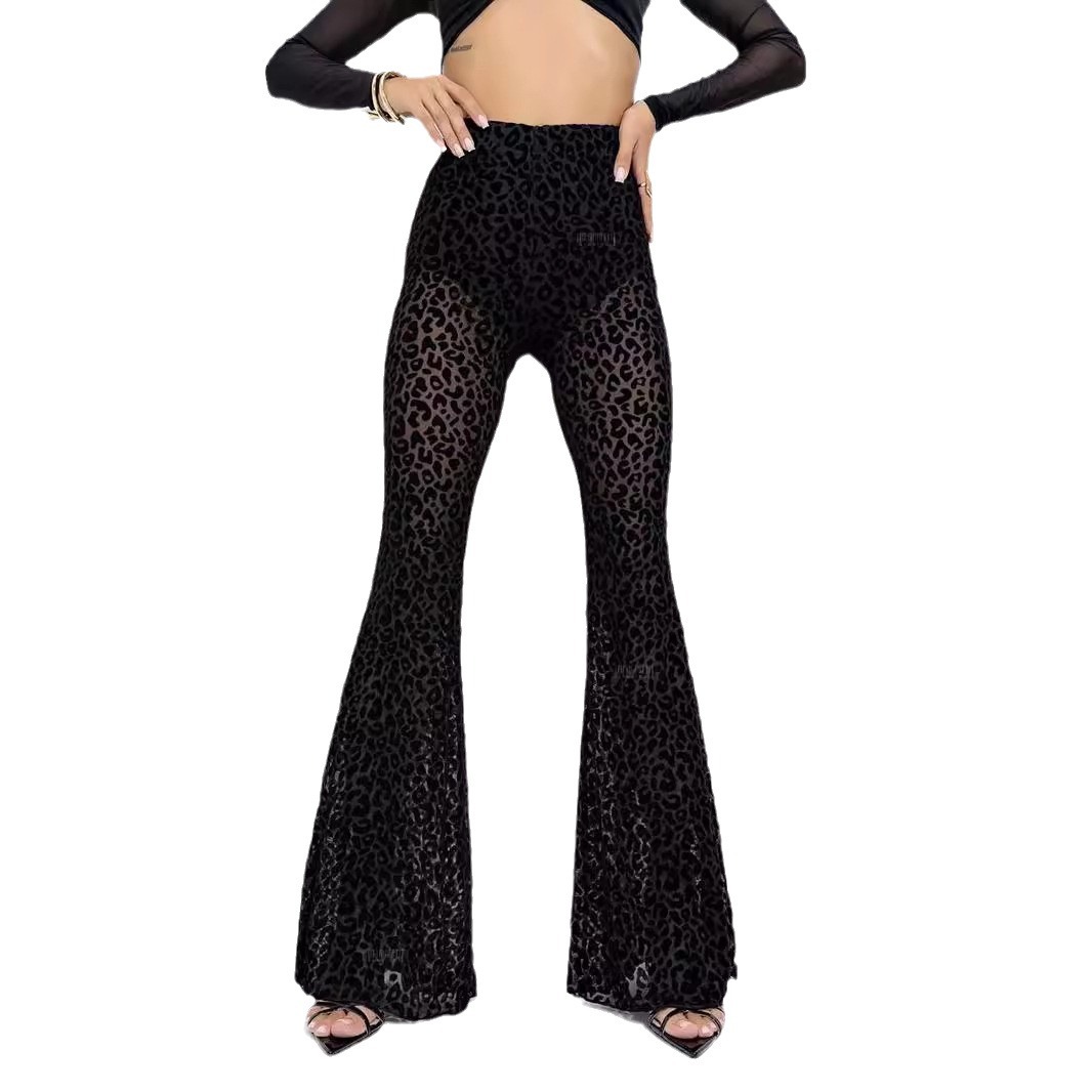 Estación independiente transfronteriza europea y americana, ropa de mujer, estilo explosivo, tela de malla sexy, cintura alta, piernas largas, pantalones casuales. image 6