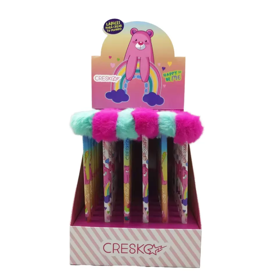 厂家定制甜美可爱少女心毛球圆珠笔创意办公学生毛绒造型笔塑料笔