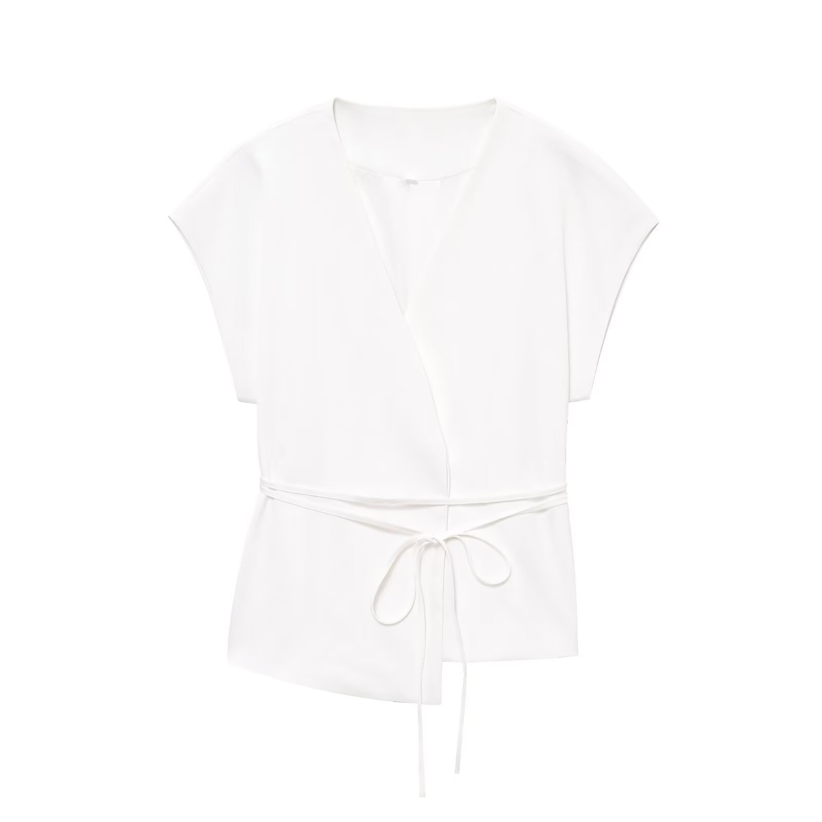 Cross-border Foreign Trade Women's Clothing 2025 Summer European And American Style V-neck Tie Top + Pleated Pants Set_ecoleips.com