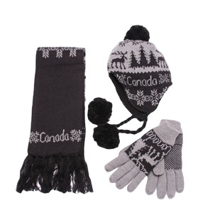 Factory Direct Supply of All Kinds of Jacquard Warm Fashion Knitted Hat Scarf Gloves Three-Piece Knitting Kit