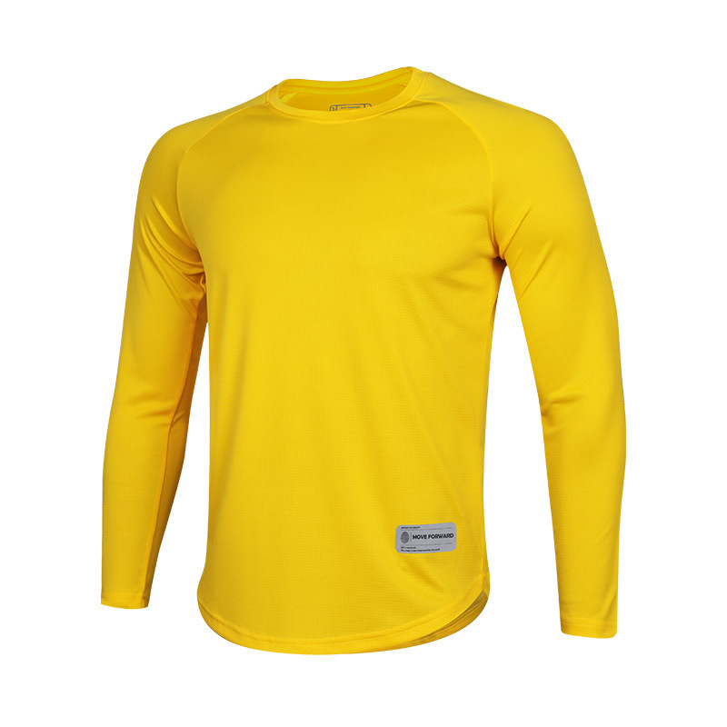 Trajes de gimnasio estadounidenses de manga larga para hombres de otoño y invierno camiseta deportiva al aire libre corredor de cuello redondo de la marea ocio relajado rápido secado