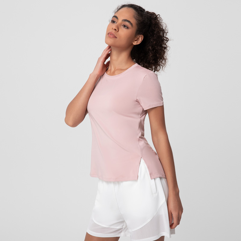 2023 primavera y verano nueva ropa de fitness de manga corta para mujer Camiseta deportiva de malla hueca ropa de yoga sexy suelta en stock