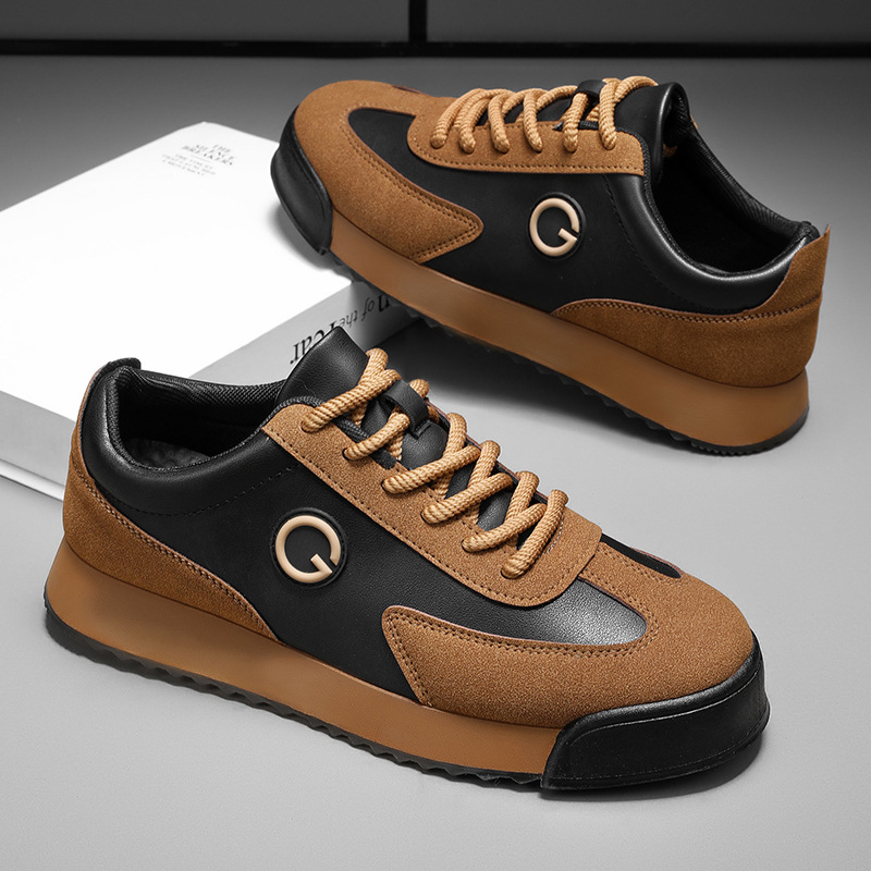 2026 New Men's Shoes, Large Size, Thick-Soled, Trendy, Sporty, Casual, Leather, Non-Slip, Forrest Gump Shoes_vogvips.com