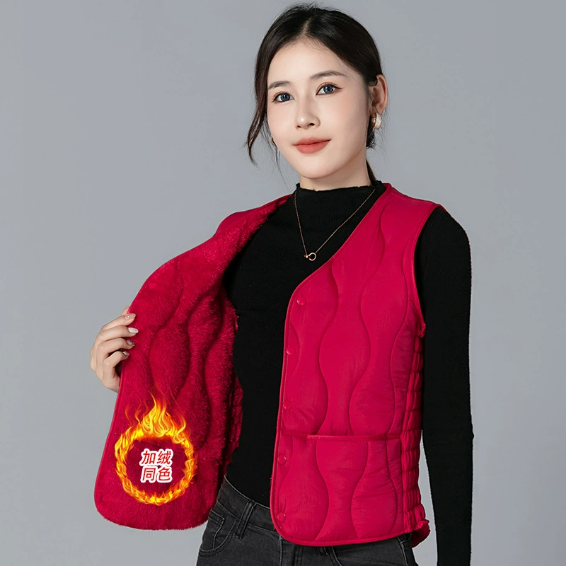 2024 новый осенний и зимний хлопковый жилет женский бархатный толстый
