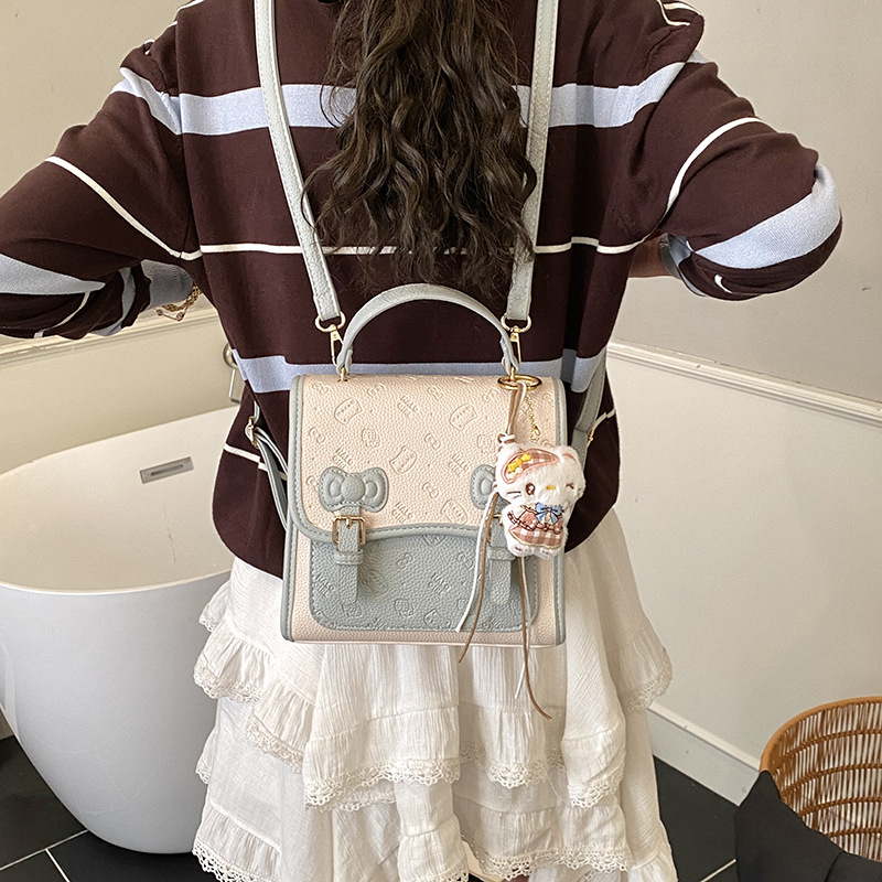 A Niche Embossed Bow Casual Backpack With A High-end Feel, Sweet And Simple Small Backpack_voghion.com