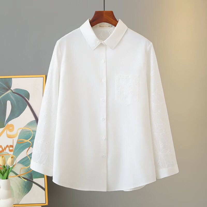 Plus-size women's 2026 autumn new fashion Korean-style long-sleeve lace cotton shirt z13 8646 Plus-size women's 2026 autumn new fashion Korean-style long-sleeve lace cotton shirt z13 8646