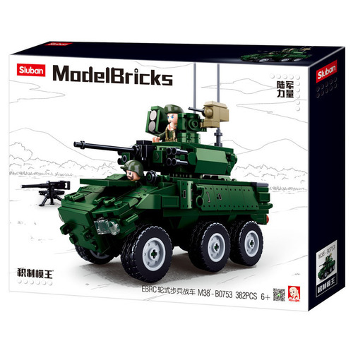 Small Lüban Boy Assembly Building Blocks Educational Toy Military Tank Model Wheeled Infantry Fighting Vehicle 0753