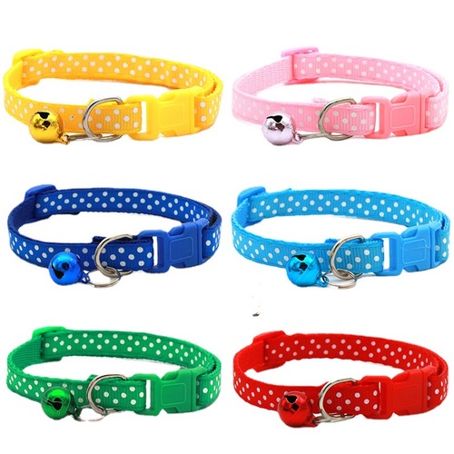 1.0 polka dot collar, polka dot pet collar with bell, dog and cat neck collar wholesale