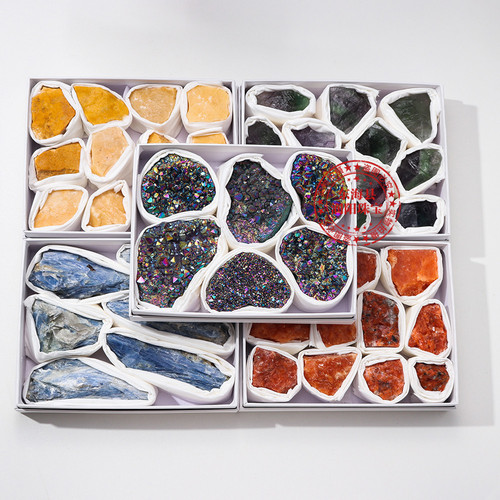 Natural crystal rough stone mineral mark collection gift box, strange stone crystal rough stone teaching specimen, energy stone cross-border wholesale