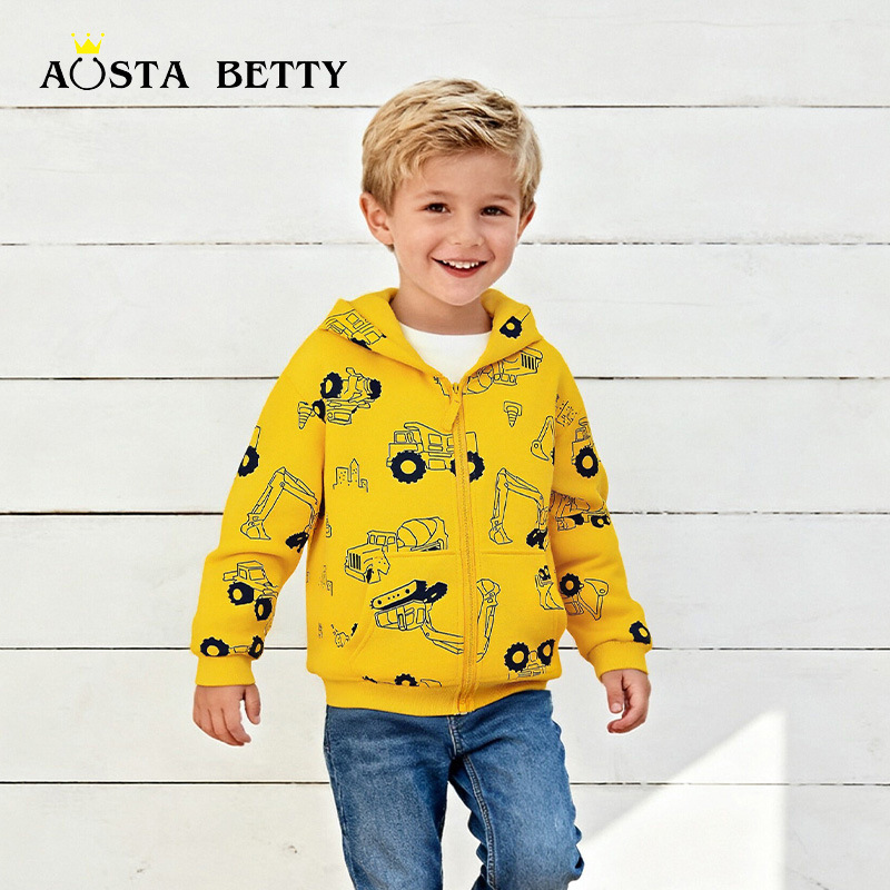 Fuente transfronteriza chaqueta encapuchada de niños estilo europeo y americano impresión de dibujos animados camiseta con cremallera de otoño chaqueta de algodón para niños