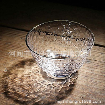 日本佐佐木八千代窑锤目纹水晶玻璃杯进口金边透明品茗杯|ms