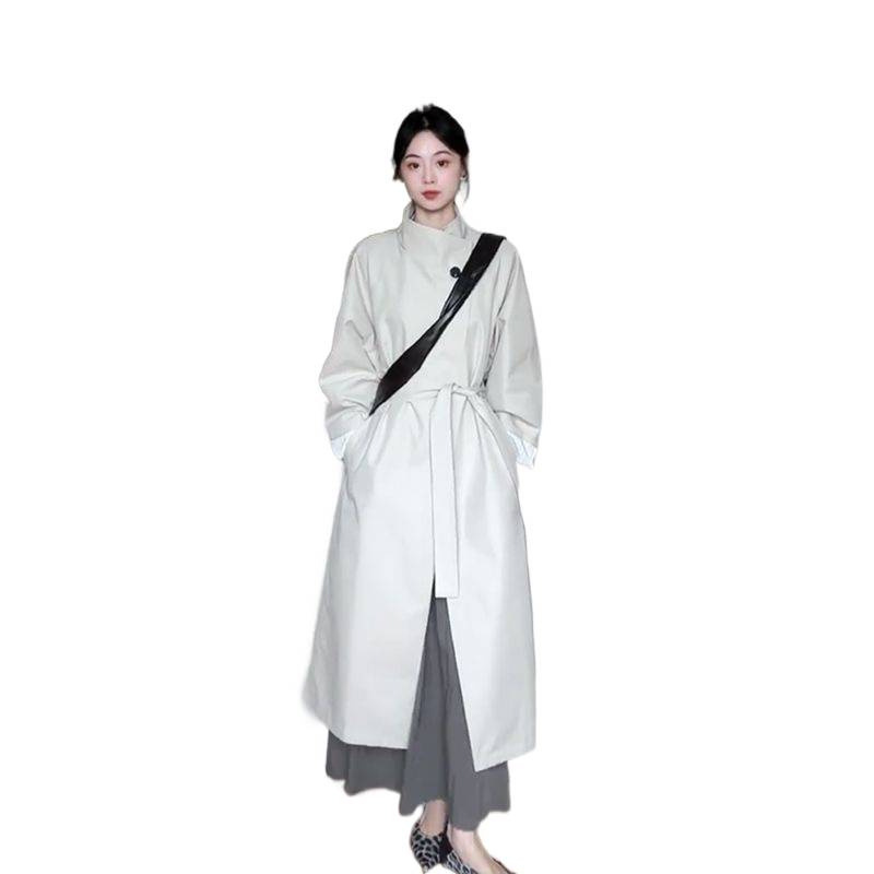 米白色风衣外套女春秋新款韩版感超好看中长款大衣小个子|undefined