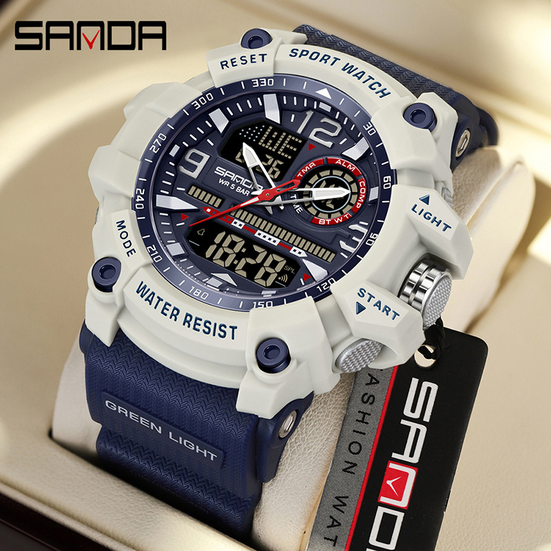 Reloj electrónico Sanda Reloj deportivo multifuncional de moda juvenil SANDA Reloj despertador impermeable Reloj para estudiantes 3367