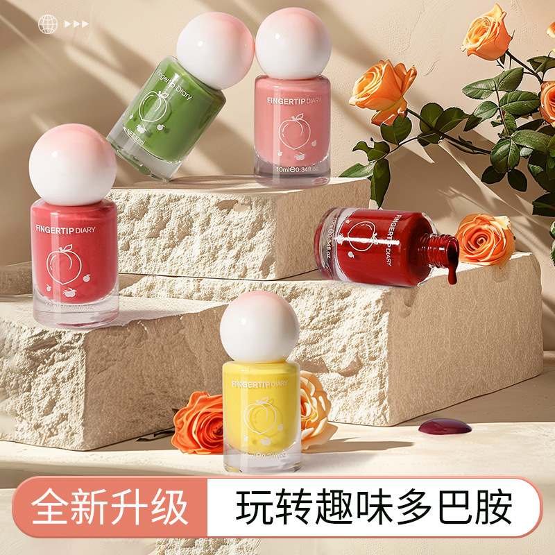 跨境专供新款水性指甲油批发免烤微胶香味甲油持久快干裸色裸色爆