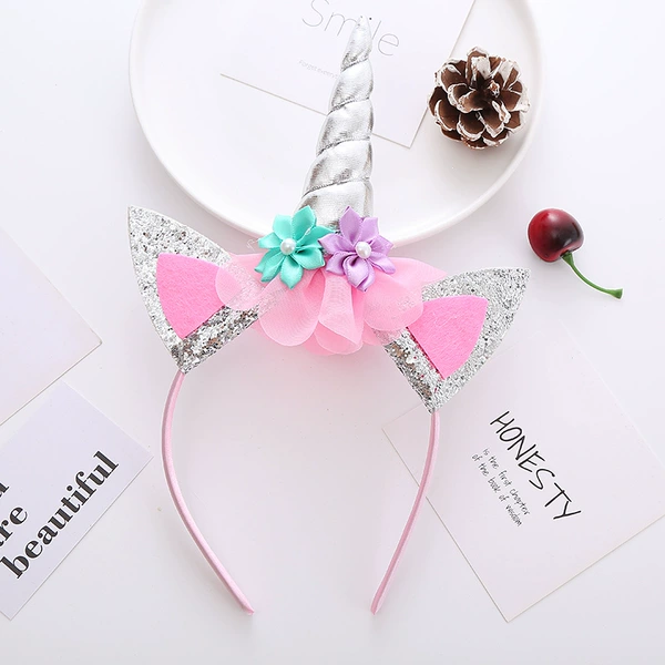Silver unicorn hair hoop