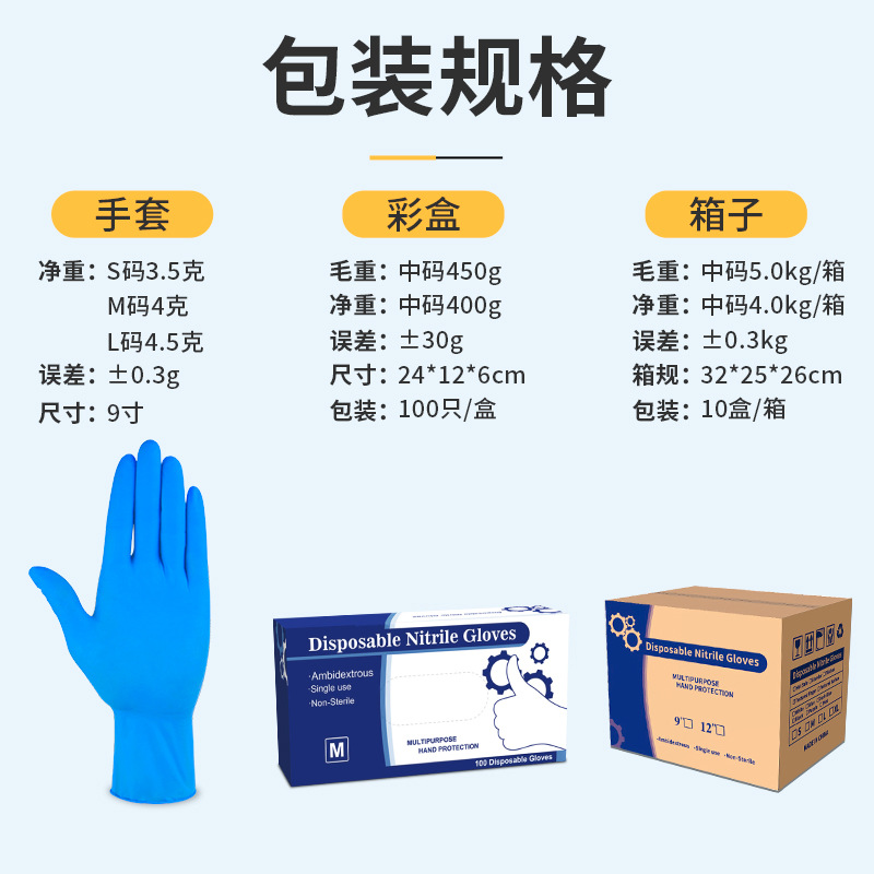 Guantes de nitrilo ácidos y álcalis de comercio exterior, guantes de caucho nitrilo desechables de grado alimenticio a prueba de aceite, nitrile gloves