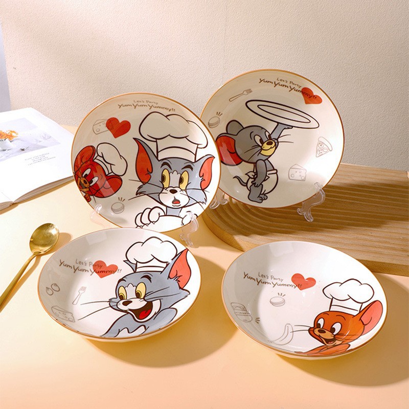 Tazón de cerámica de gato y ratón 2025 nuevo juego de tazón tazón de arroz de dibujos animados tazón de arroz de alto valor para comer