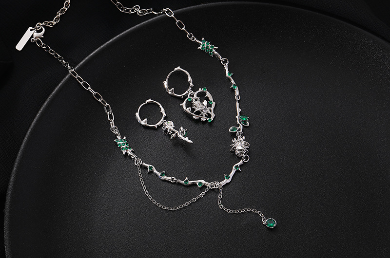 Fashion Flower Copper Plating Inlay Artificial Gemstones Womenu0027S Earrings Necklace