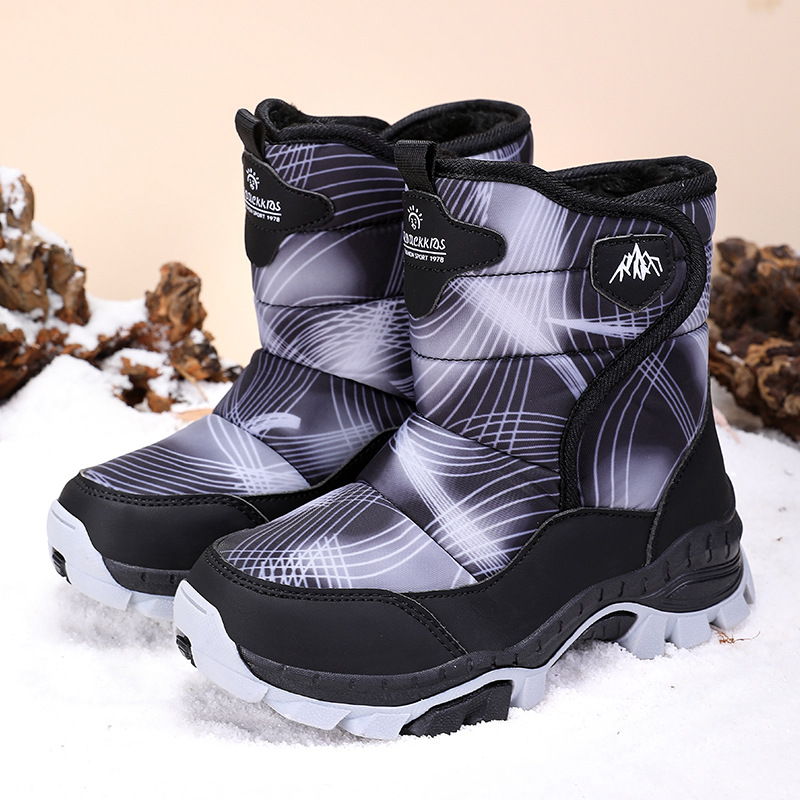 Girls' Snow Boots 205 Winter New High-Top Cotton-Padded Thickened Warm Boots for Older Boys and Girls