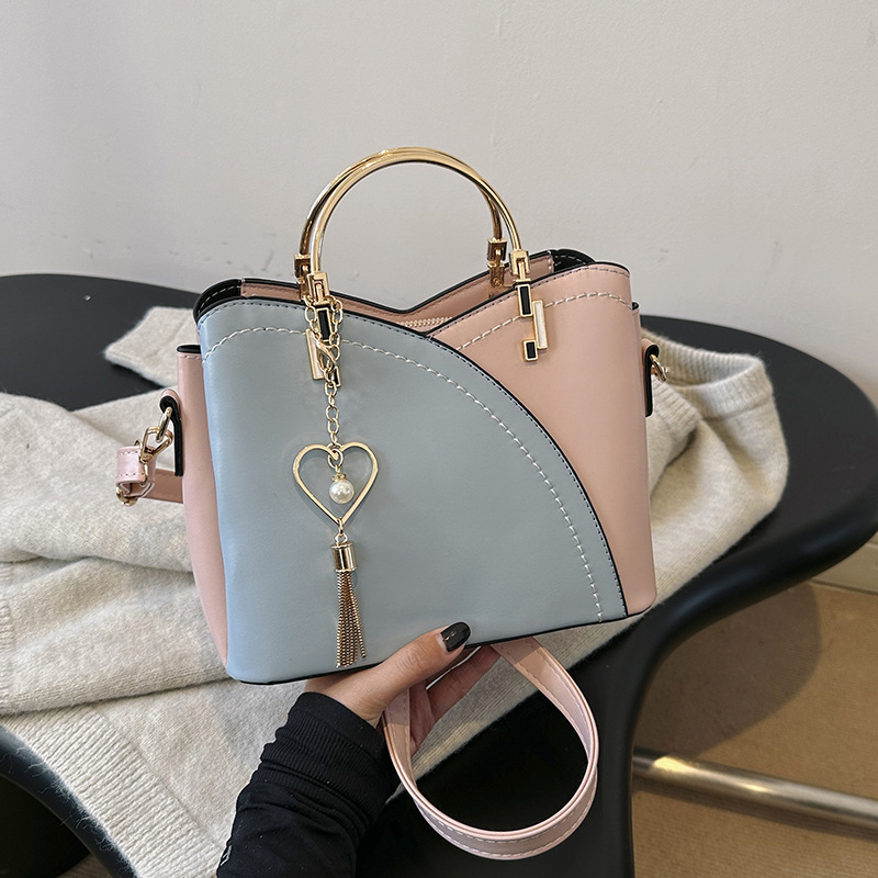 Bolsos transfronterizos moda femenina estilo coreano color de contraste bolso de hombro de gran capacidad casual bolso de mensajero de todo fósforo al por mayor