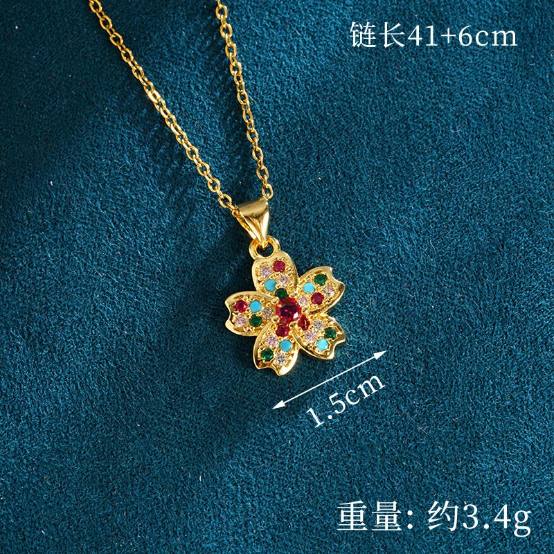 Vietnam oro de arena delicado collar de flores pendientes de diamantes de color niñas de alto nivel bronce chapado en oro fabricantes de joyería