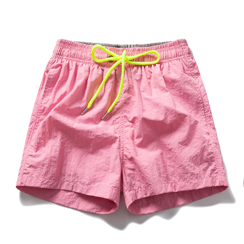 Cross-border beach pants thin summer quarter pants trend new loose color matching casual sports men's fashion shorts