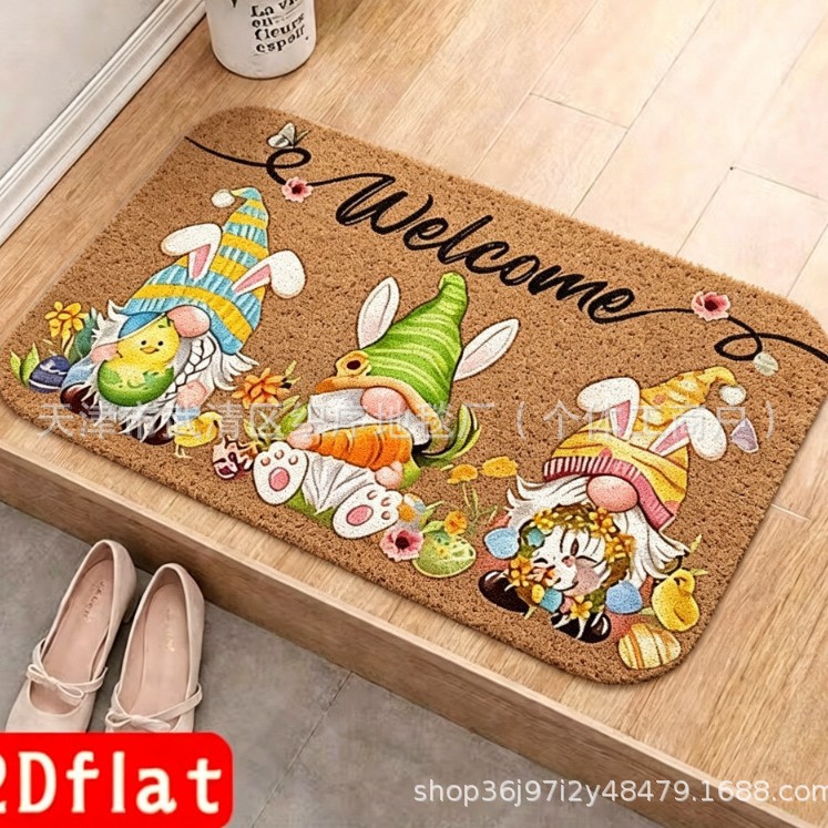 Holiday decorative doormat, new foreign trade model, temu carpet floor mat, silk loop, imitation coconut palm, can be cut, non-slip base, abrasion-resistant