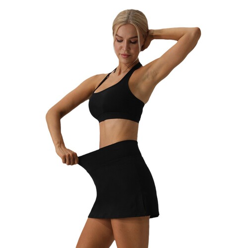 24 New Summer Style European and American Nude Yoga Sports Bra High Elastic Short Skirt Fitness Golf Ball Beautiful Yoga Set 