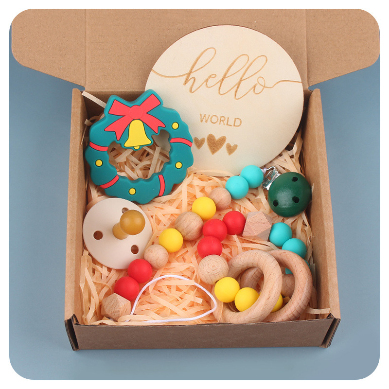 Nuevo bebé caricatura de silicona Navidad creativa Navidad Baby pacifier cadena de tetas set de cinco piezas