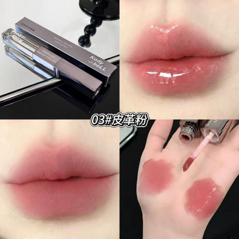 KodyboLL juegan con dos cabezas mate esmalte labial desvanecimiento marcas labial agua espejo labial óleo labial maquillaje fábrica de lápiz labial mayorista