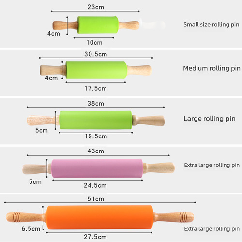 Cross-border silicone plastic rolling pin dumpling skin pizza roller roller silicone flour roller baking tools