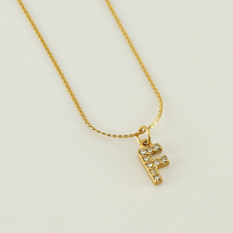 Transfronterizo europeo y americano estilo de moda todo fósforo de acero inoxidable carta Collar chapado en oro diamante incrustado estilo simple tira de cadena delgada s para las mujeres