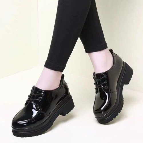 Shoes for women  new spring and autumn single shoes versatile loafers Korean version thick-soled platform shoes thick heel leather shoes for women