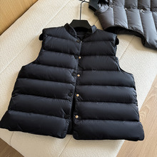 跨境90白鹅绒高端羽绒马甲女2025秋冬时尚内胆保暖立领轻薄背心潮