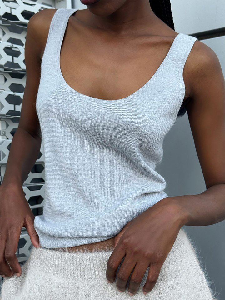 Bộ đôi áo cardigan len dệt kim có mũ khóa kéo viền lông giả và quần dài hai túi dáng rộng — màu xám chi tiết 8