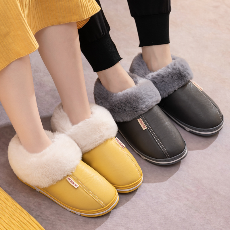 Papuci noi din bumbac PU, pachet complet, cu talpă groasă antiderapantă pentru bărbați și femei, pentru uz casnic, pentru interior_voghion.com