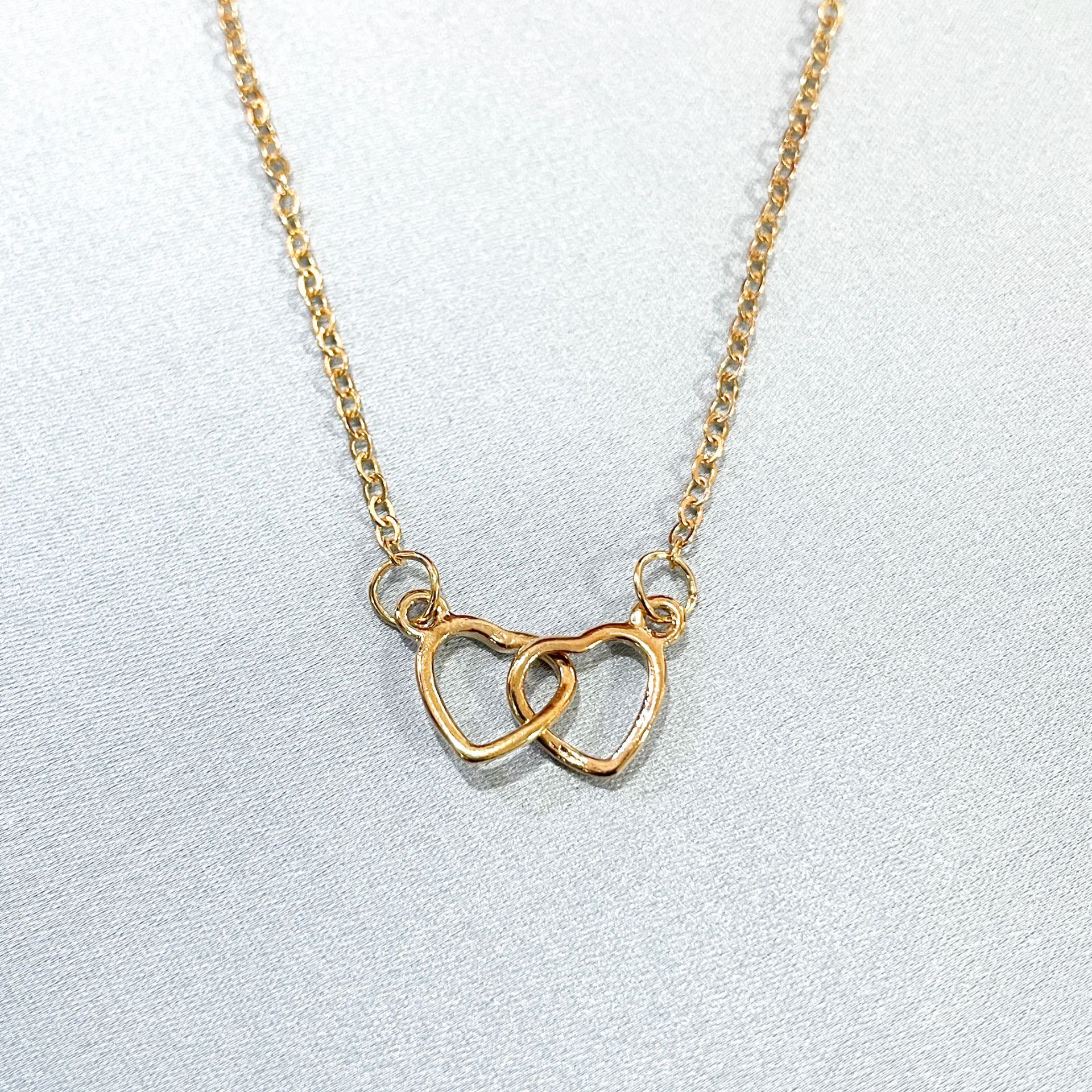 INS Internet celebridad estilo corazón a corazón impreso de plata de moda y hermosa Cadena de clavícula pequeña y elegante joyería amor clavícula collar