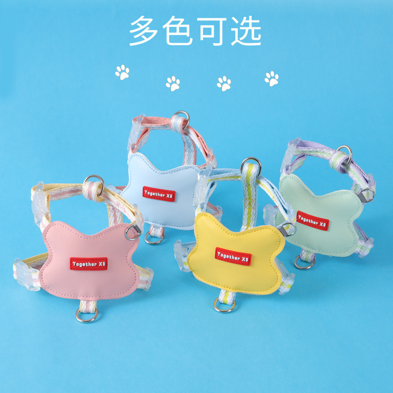 Nuevo producto para gatos y gatos fuera de la cuerda especial en forma de I ajustable y retráctil para gatos pecho y espalda cuerda de tracción para mascotas anti-deslizamiento